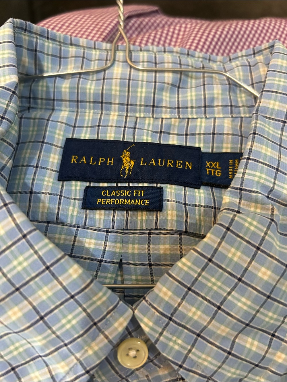 Ralph Lauren Light Blue Plaid Classic Fit Dress Shirt